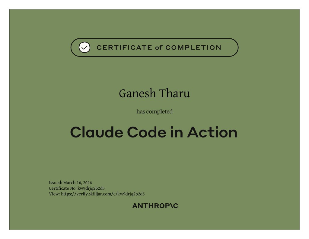 Claude Code in Action certificate